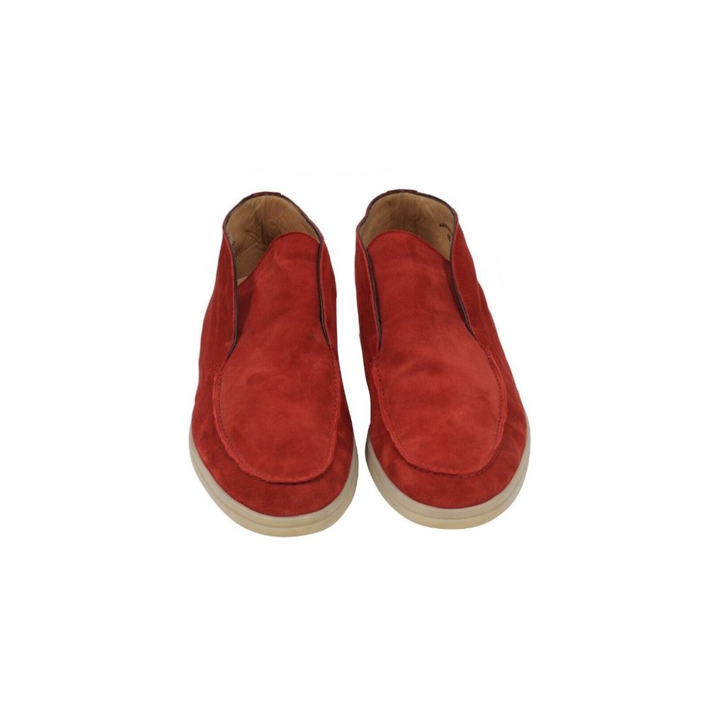 Loro Piana Open Walk Ankle Boots Size US 13 46 Red Suede Slip On Mid Top Chukkas - Picture 2 of 9